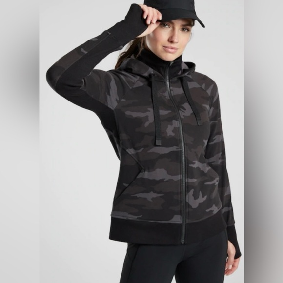 Athleta Triumph Full Zip Hoodie Dark Camo - Picture 2 of 10